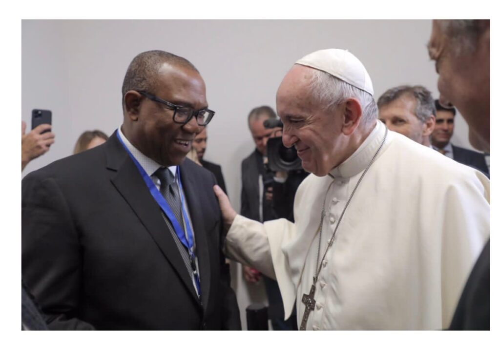 Peter Obi during a visit to Pope Francis