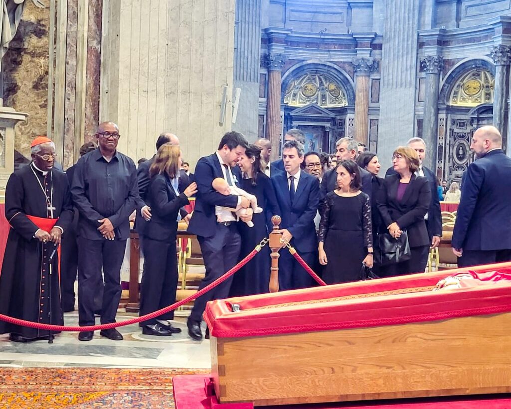Mr. Peter Obi and Nigerian Cardinal, Francis Arinze paid their tributes to late Pope Francis at St Peter Basilica, in Rome
