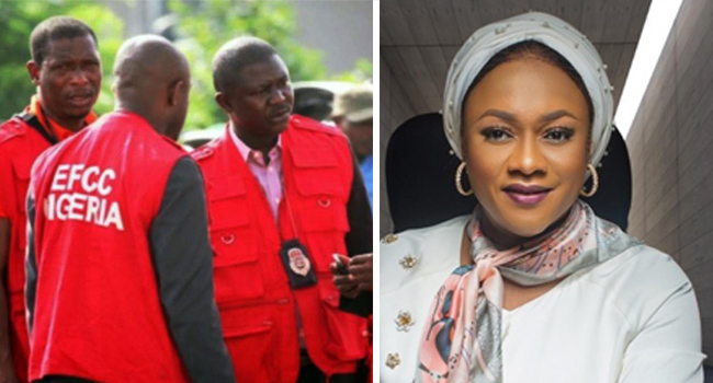 EFCC operatives and Aisha Achimugu