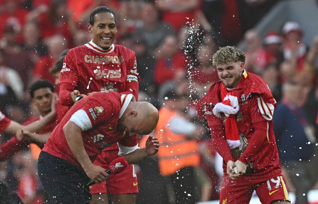 Liverpool clinch 2024/25 EPL title after beating Tottenham 5-1 3 AFP 20250427 43NQ4XA v1 Preview FblEngPrLiverpoolTottenham