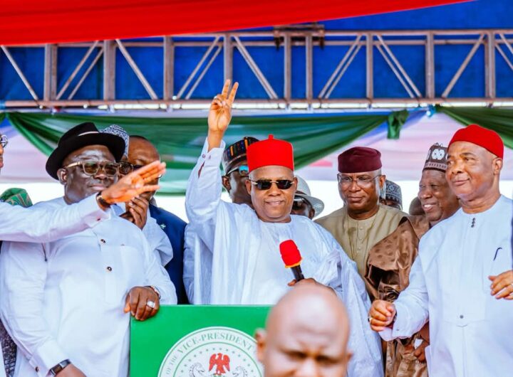 President Bola Tinubu represented by VP Kashim Shettima attended a formal ceremony organised to receive Gov. Sheriff Oborevwori and other PDP stalwarts to the APC on Monday
