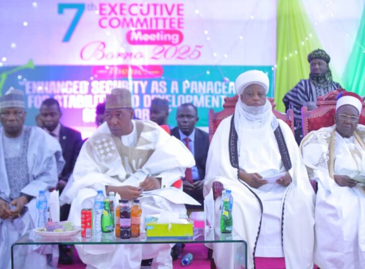 Governor Babagana Zulum attends the 7th Executive Committee Meeting of the Northern Traditional Rulers Council in Maiduguri, Borno State capital, Tuesday.
