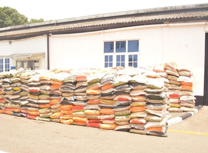 Bags of snuggled rice intercepted by Nigerian Navy personnel in Apapa, Lagos