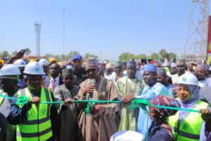 Borno State Governor, Babagana Zulum flagging off the construction of a 7.1 km terminus junction to Molai express road