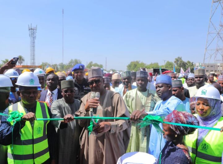Borno State Governor, Babagana Zulum flagging off the construction of a 7.1 km terminus junction to Molai express road