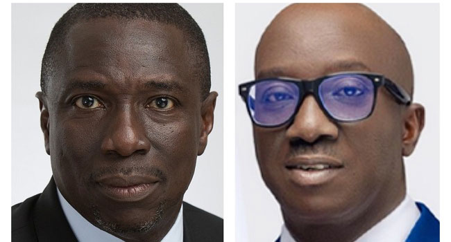 Edo State Governorship candidate, Asue Ighodalo (PDP) and Governor Monday Okpebholo (APC).