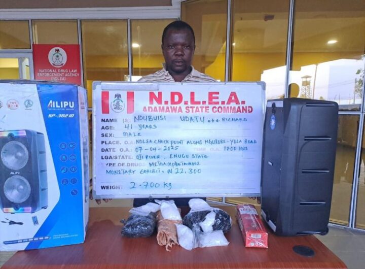 The suspect with the 2 giant music speakers used to conceal four large parcels of methamphetamine