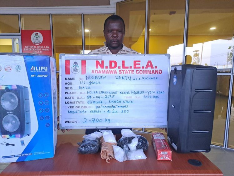 The suspect with the 2 giant music speakers used to conceal four large parcels of methamphetamine