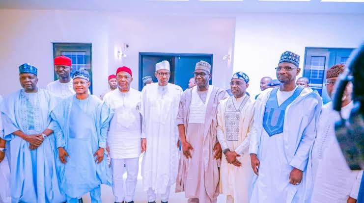 Former President Muhammadu Buhari in a group photograph with APC governors
