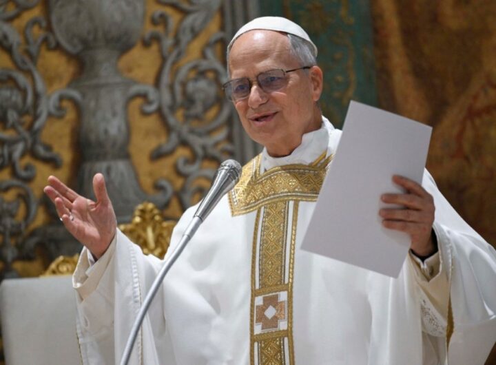 This photo taken and handout on May 9, 2025 by The Vatican Media shows Pope Leo XIV during a mass with cardinals in the Sistine Chapel in The Vatican. (Photo by Handout / VATICAN MEDIA / AFP)