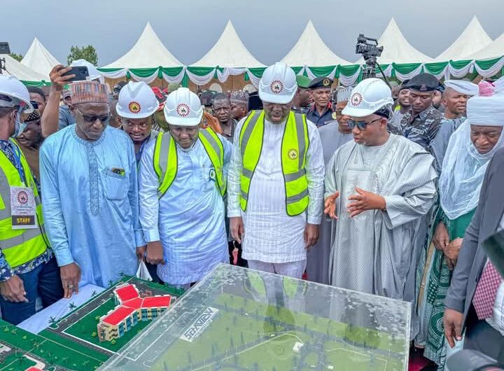 Minister of State for Petroleum Resources (Oil), Sen. Heineken Lokpobiri and Governor Bala Mohammed during the official groundbreaking ceremony of the construction of the permanent site of the Bauchi Oil and Gas Academy, located in Alkaleri Local Government Area of the State.