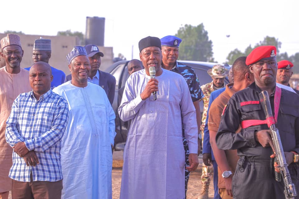 Borno State Governor, Babagana Zulum addressing the press on Monday at Muna IDP camp