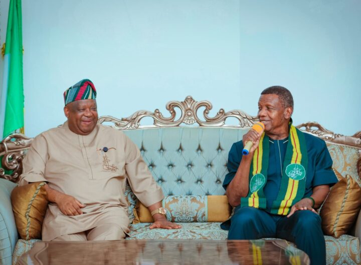 Plateau State Governor, Caleb Mutfwang and RCCG General Overseer, Pastor Enoch Adebayo