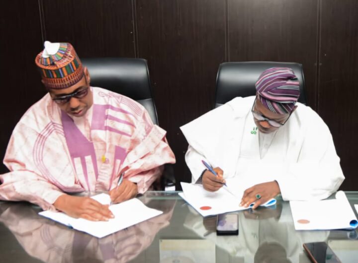 Borno State Governor, Babagana Zulum during the signing of a Memorandum of Understanding (MoU) to cede the General Hospital Azare to the National Orthopaedic Hospital in Abuja.
