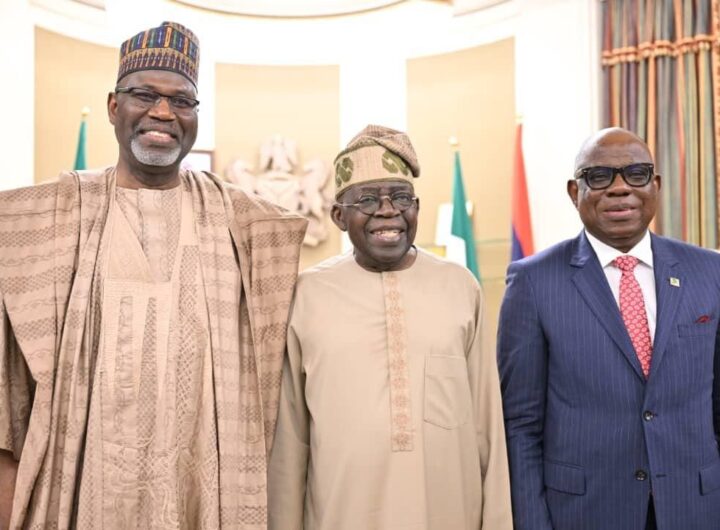 From left: Chairman of the NNPC board, Ahmadu Musa Kida; President Bola Ahmed Tinubu and Group Chief Executive Officer (GCEO) of NNPC Ltd, Mr. Bashir Bayo Ojulari, after the inauguration of the NNPC Board at the Presidential Villa, Abuja on Thursday.