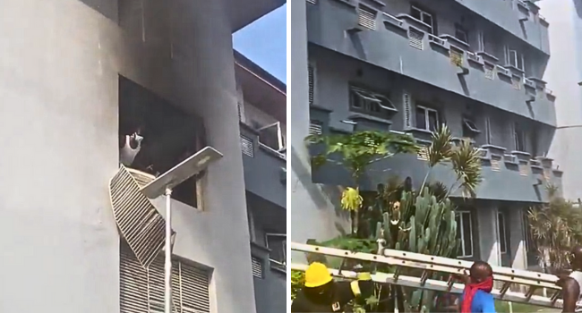 Scene of the fire outbreak at Ifako Ijaiye General Hospital, Lagos