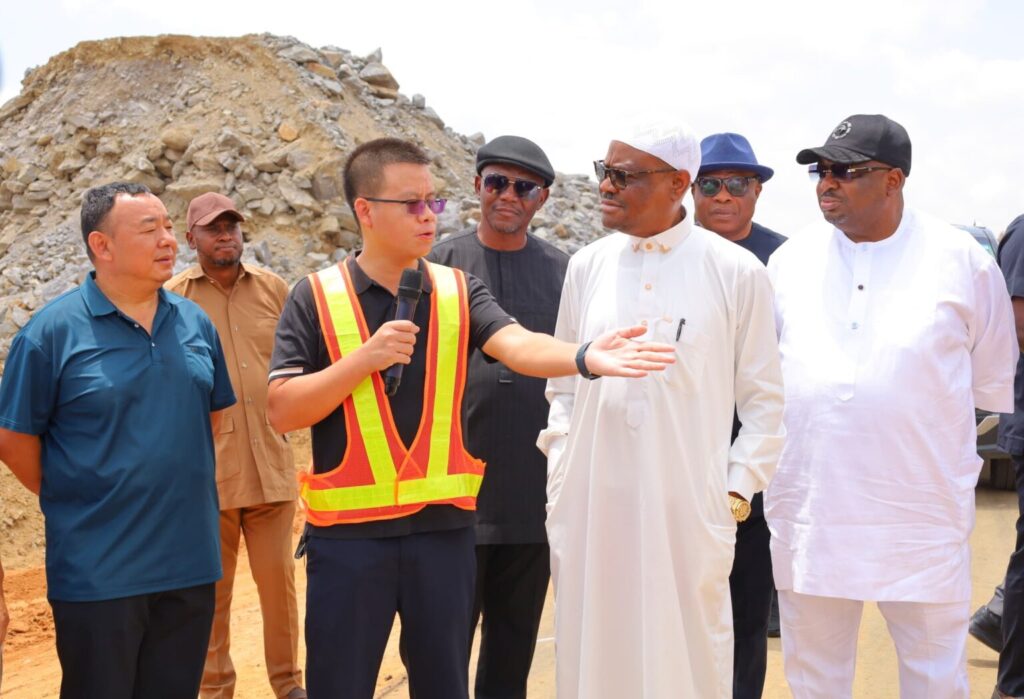 FCT Minister, Nyesom Wike inspecting road project in Abuja