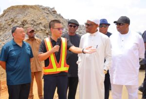 FCT Minister, Nyesom Wike inspecting road project in Abuja