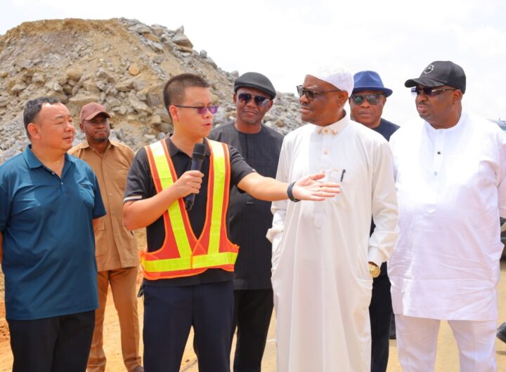 FCT Minister, Nyesom Wike inspecting road project in Abuja