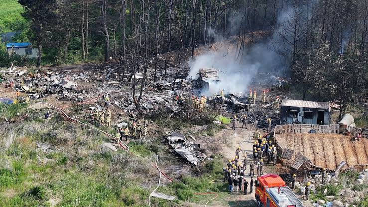 Scene of the plane crash in Pohang, a city in the south-eastern part of South Korea