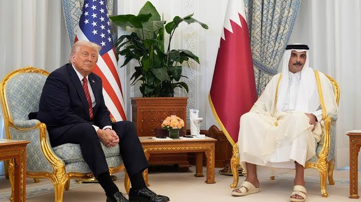 U.S President, Donald Trump and Qatar’s Emir Sheikh Tamim bin Hamad Al Thani