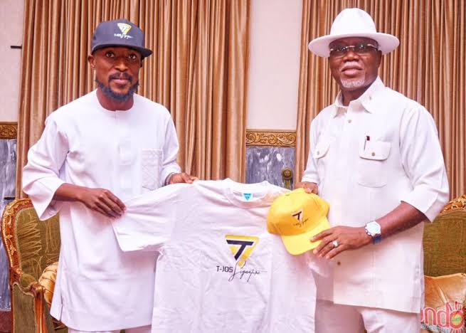 Ondo State Governor, Lucky Aiyedatiwa, and the Chief Executive Officer, T-Jos Signature, Joshua Aiyenuro, during a courtesy visit at the governor's lodge in abuja