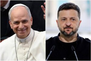 Pope Leo XIV and Ukrainian President Volodymyr Zelensky