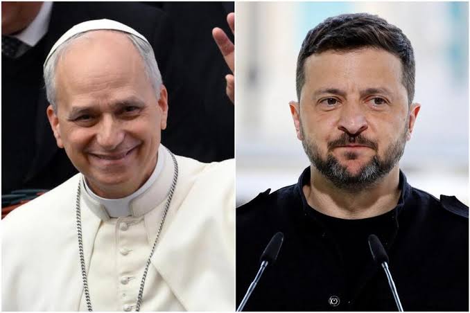 Pope Leo XIV and Ukrainian President Volodymyr Zelensky