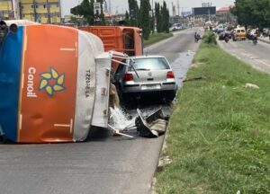 Petrol tanker falls
