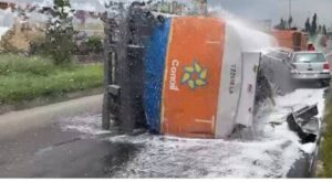 Petrol tanker falls