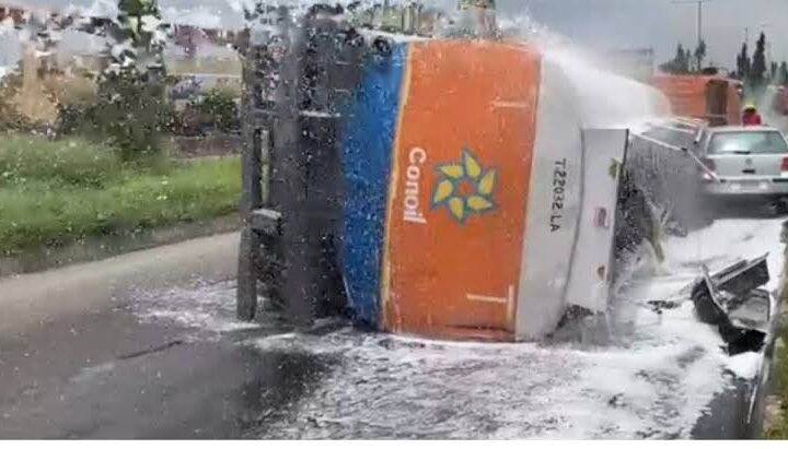 Petrol tanker falls