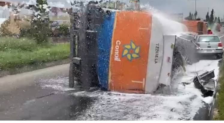 Petrol tanker falls