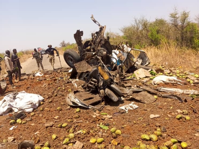 Boko Haram: Scene of the landmine explosion along Maiduguri- Damboa -Biu road