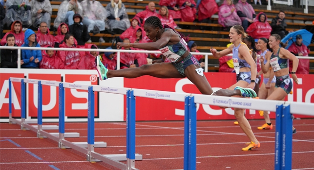 FILE PHOTO: Tobi Amusan runs the 100m hurdles at the Stockholm Diamond League on Sunday, July 2, 2023