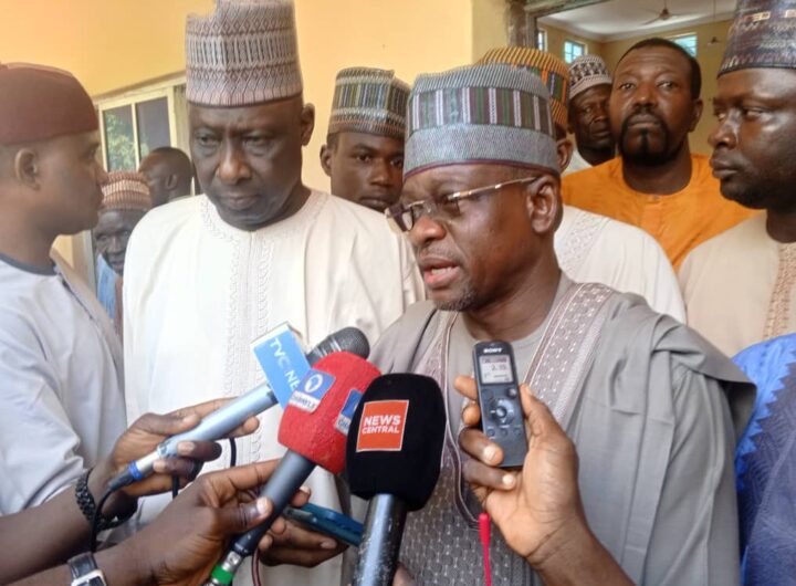 All Progressives Congress (APC) National Deputy Chairman North, Hon. Ali Bukar Dalori, speaking to the press shortly after his condolence visit in Konduga town