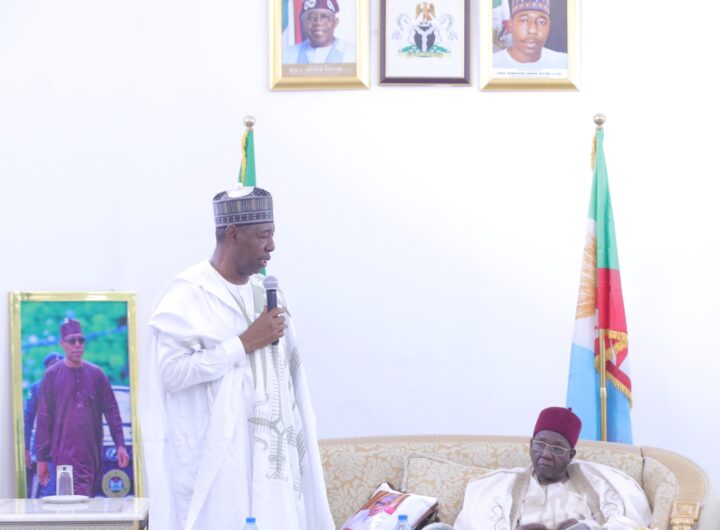 Borno State Governor, Babagana Zulum speaking on Friday during his sallah homage to the Shehu of Borno, Dr. Abubakar ibn Umar Garbai El-Kanemi
