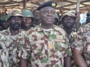 Chief of Naval Staff, Emmanuel Ogalla visits Nigerian Navy troops in Borno
