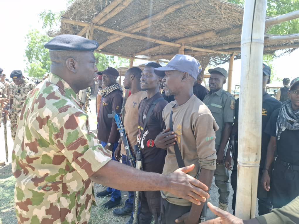 Chief of Naval Staff, Emmanuel Ogalla visits Nigerian Navy troops in Borno