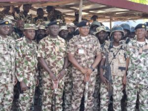 Chief of Naval Staff, Emmanuel Ogalla visits Nigerian Navy troops in Borno
