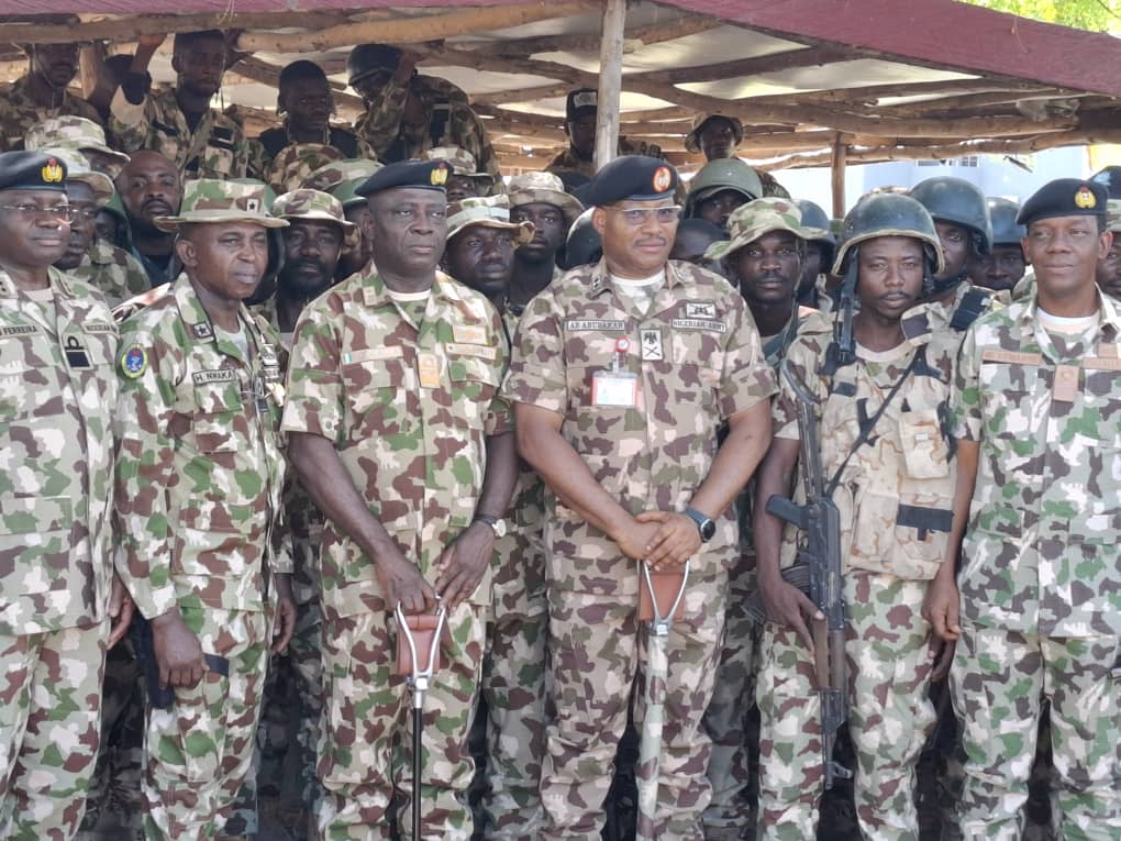 Chief of Naval Staff, Emmanuel Ogalla visits Nigerian Navy troops in Borno