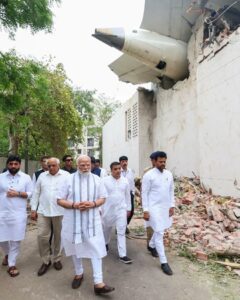 Indian Prime Minister Narendra Modi visits the scene of Air India plane crash