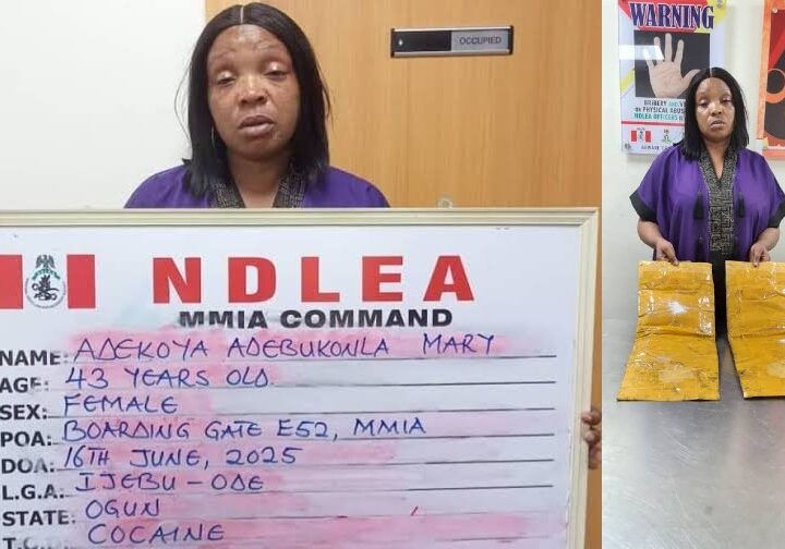 NDLEA arrests woman going to India for fibroid surgery with 2.20kg cocaine at MMIA