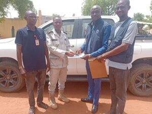 One of the stolen vehicles (Toyota Hilux) recovered by the police from Niger Republic