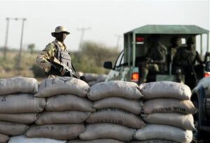 A soldier at a military checkpoint