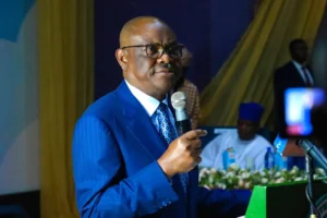 FCT Minister, Nyesom Wike delivering lecture at the Obafemi Awolowo University, Ile-Ife, Osun, on Thursday