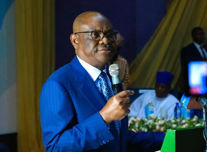 FCT Minister, Nyesom Wike delivering lecture at the Obafemi Awolowo University, Ile-Ife, Osun, on Thursday