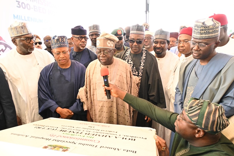 President Bola Tinubu speaking during the commissioning ceremony in Kaduna