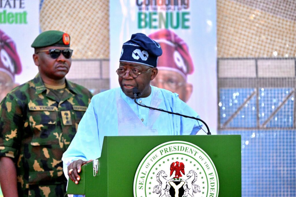 President Tinubu addressing stakeholders at Government House Makurdi. Photo credit: State House. Photo credit: State House.