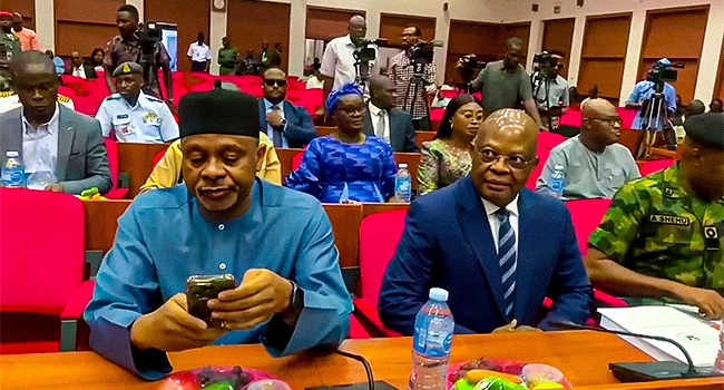 Sole Administrator, retired Vice Admiral Ibok-Ete Ibas, on Thursday in Abuja appeared before the Senate to defend the 2025 Budget of Rivers
