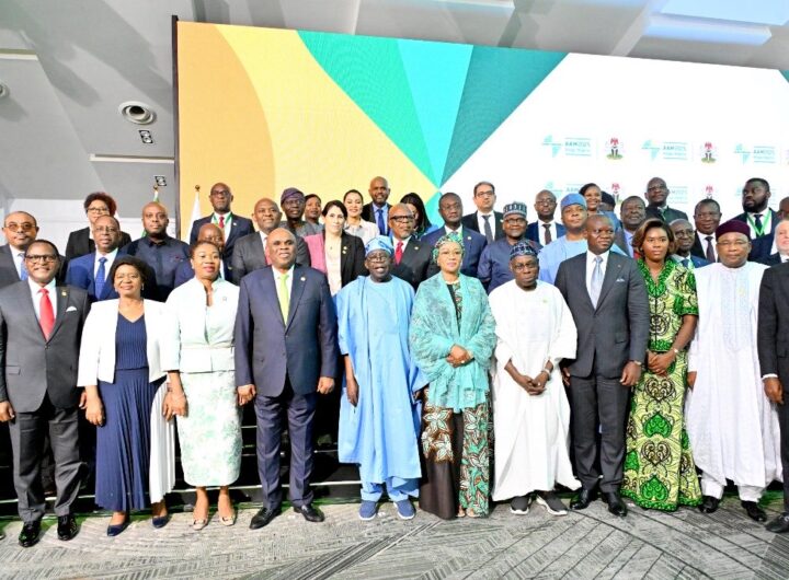President of the African Export-Import Bank Dr. Benedic Oramah,President Bola Tinubu, First lady of Nigeria, Senator Oluremi Tinubu,Former President Olusegun Obasanjo,President of Garbon Brice Oligui Nguema & other Heads of State and Govt. during the Banks’s 32nd Annual Meeting.